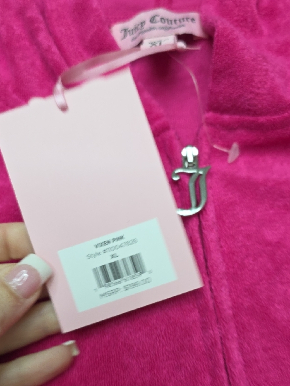 Juicy Couture Fuchsia Velour Pajama Set with Rhinestone Juicy Logo - Picture 10 of 10